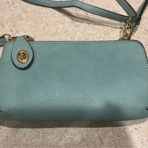 Joy Susan Seafoam Mini Crossbody Wristlet Clutch 100% Vegan Leather